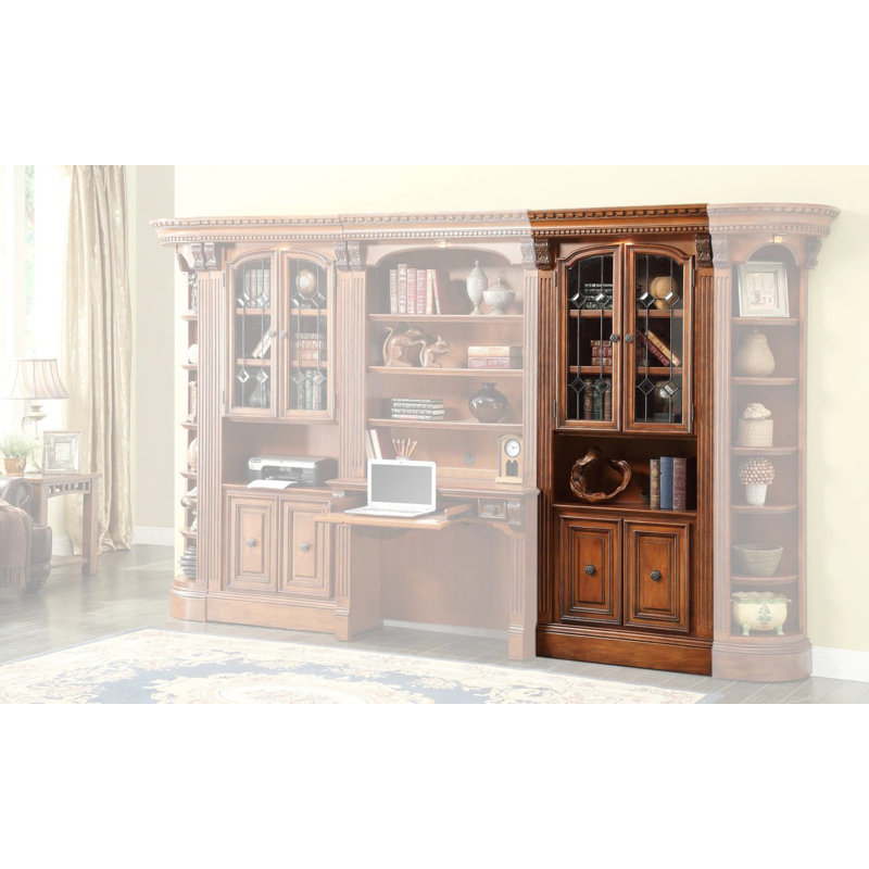 FC Design Traditional 32" Bookcase With Display Shelf, Glass Door